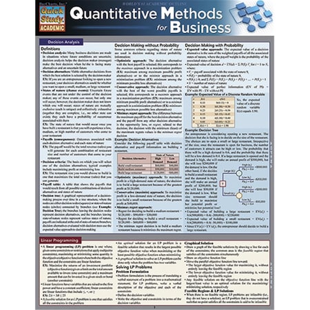 Barcharts Quantitative Methods For Business Quickstudy Easel 9781423216612